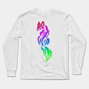 Rainbow Fox Tribal Tattoo Long Sleeve T-Shirt